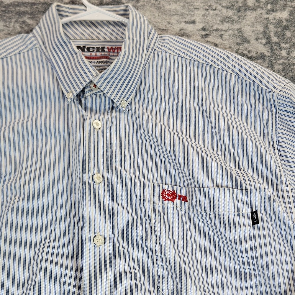 Cinch FR WRX Shirt HRC2 Flame Resistant Blue Striped Long Sleeve Work Mens XXL